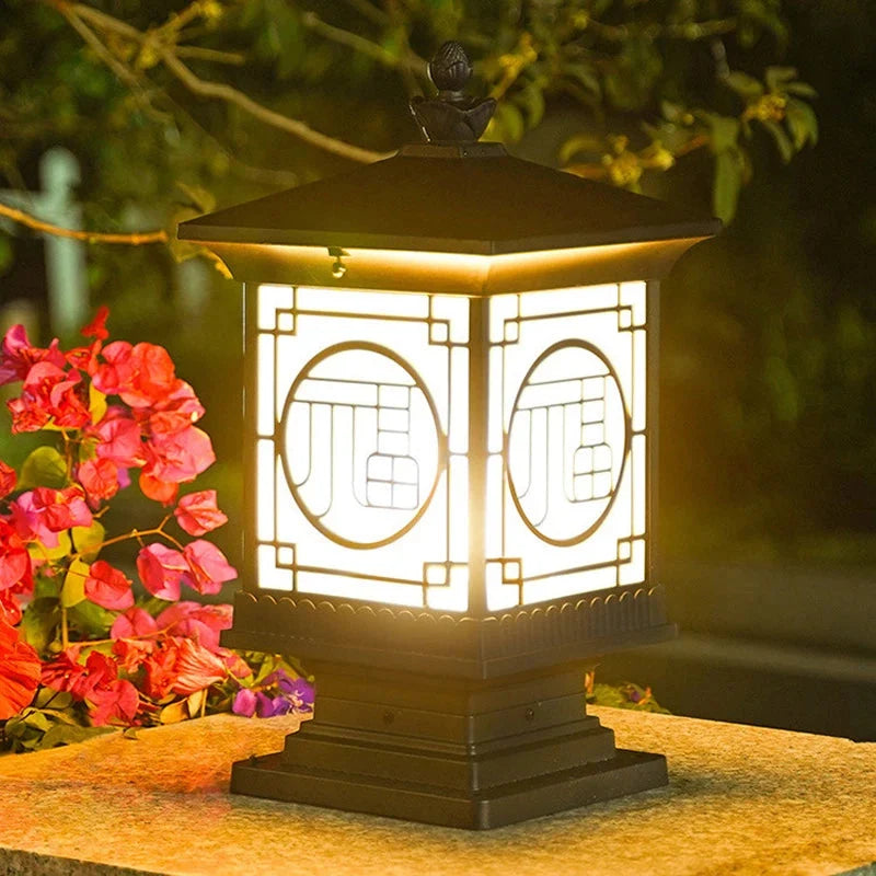 Pillar Lantern | Art Deco Lattice & IP65 Weatherproof | Two Heights
