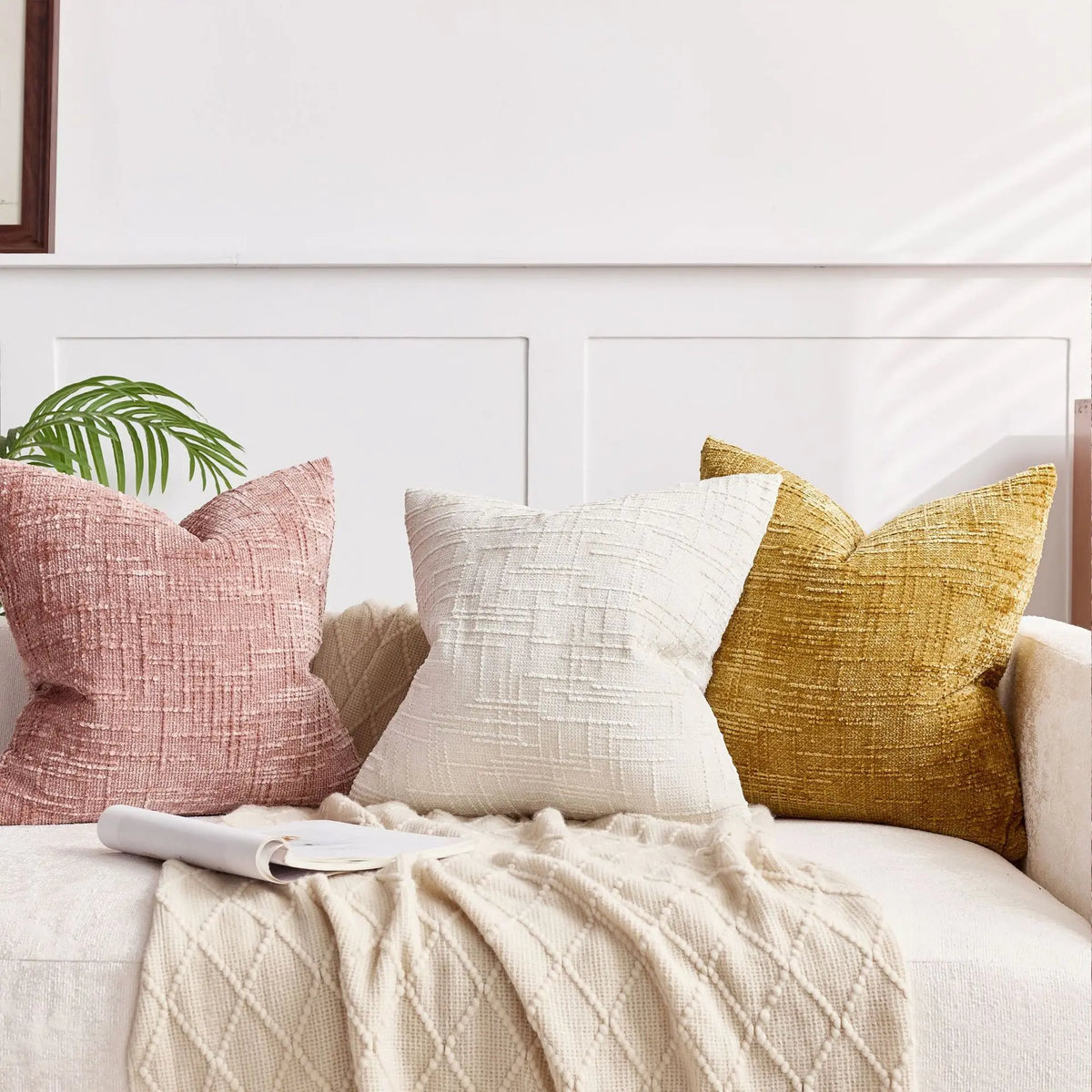 Pillow Cover | Chenille & Bamboo Texture | 40 x 40–50 x 50 cm