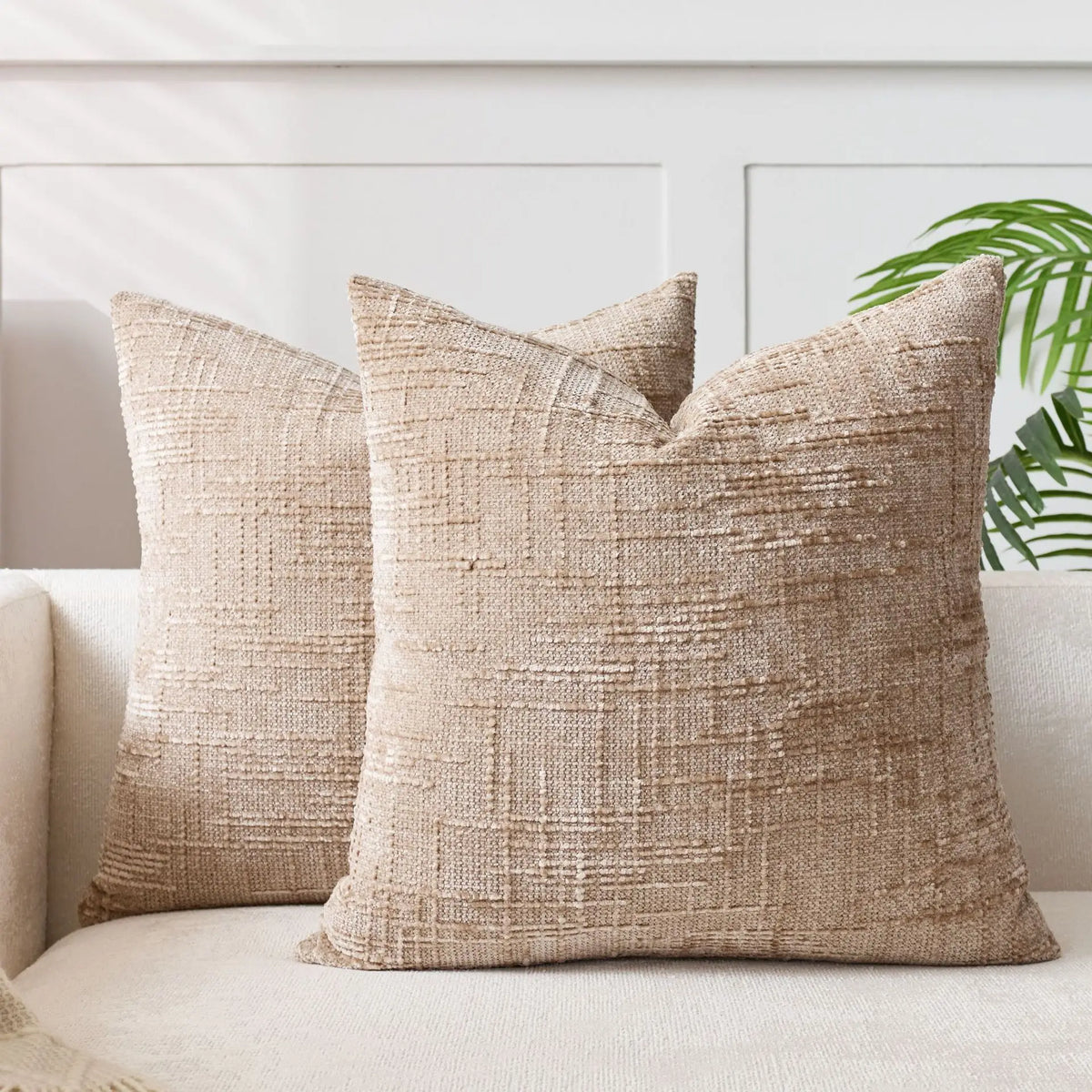 Pillow Cover | Chenille & Bamboo Texture | 40 x 40–50 x 50 cm