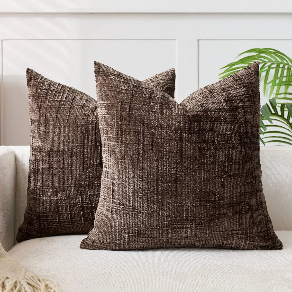 Pillow Cover | Chenille & Bamboo Texture | 40 x 40–50 x 50 cm