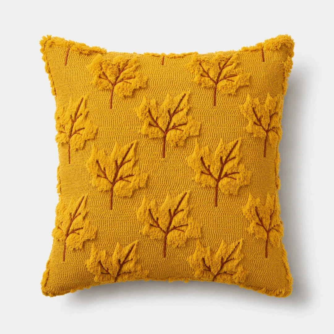 Pillow Cover | Hand-Tufted Chenille & Quilted Embroidery | Square 18 x 18 in