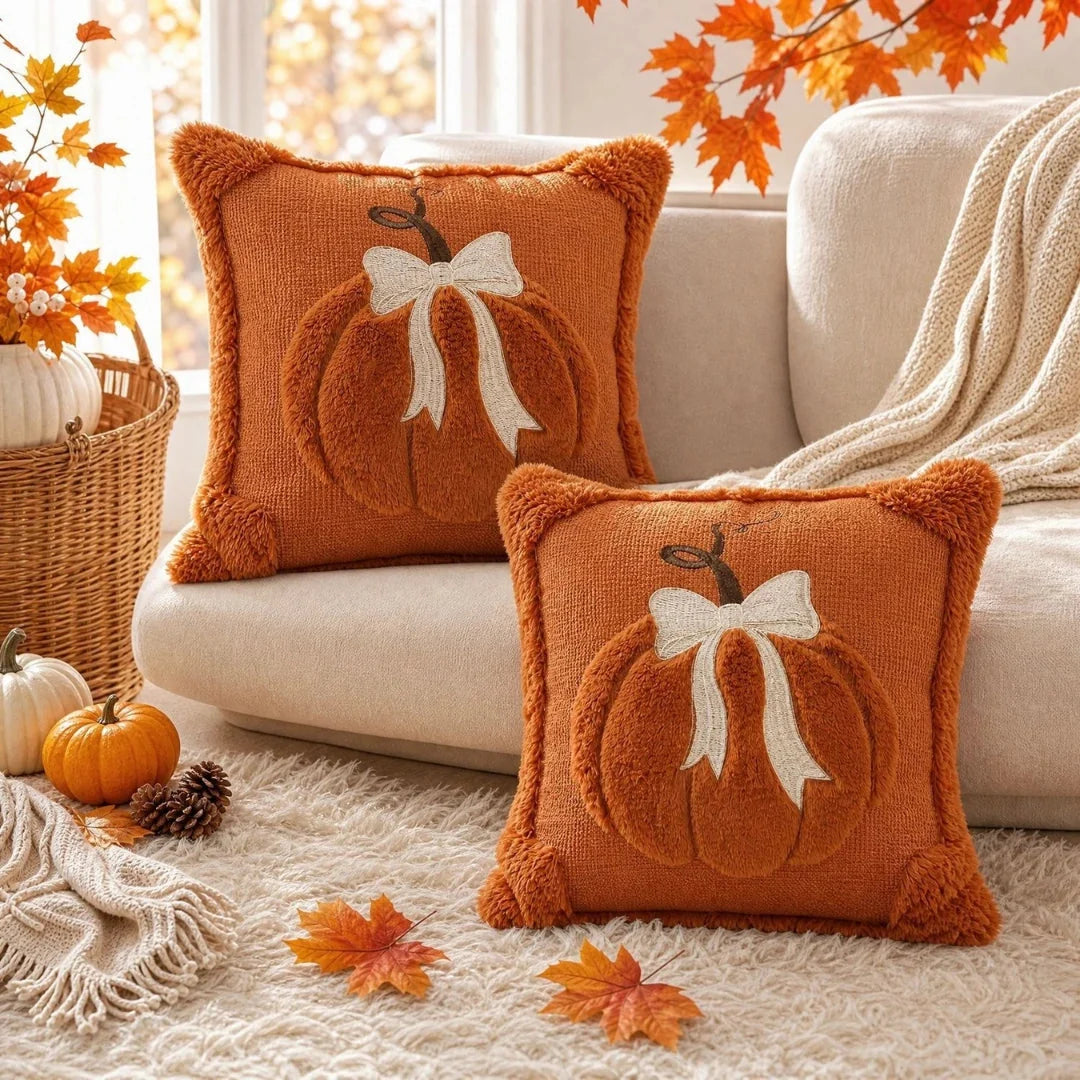 Pillow Cover | Hand-Tufted Chenille & Quilted Embroidery | Square 18 x 18 in