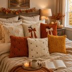 Pillow Cover | Hand-Tufted Chenille & Quilted Embroidery | Square 18 x 18 in