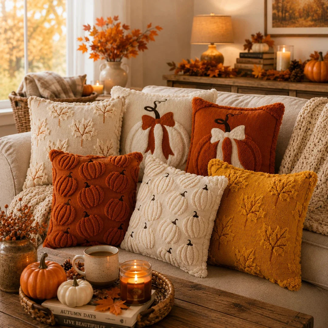 Pillow Cover | Hand-Tufted Chenille & Quilted Embroidery | Square 18 x 18 in