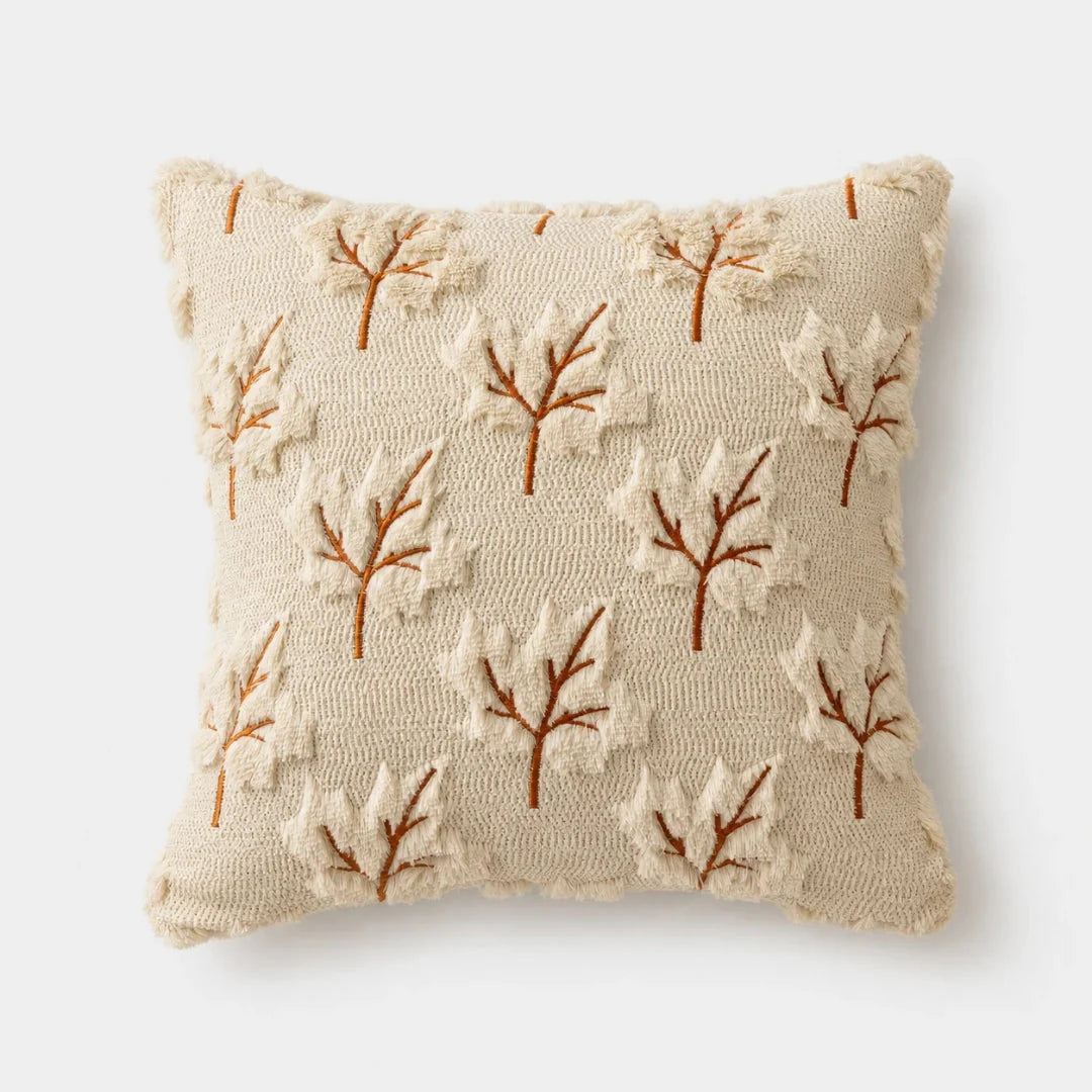 Pillow Cover | Hand-Tufted Chenille & Quilted Embroidery | Square 18 x 18 in