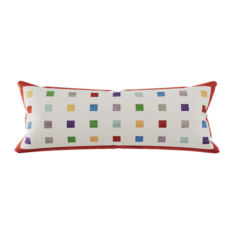 Pillow Cover | Velvet & Checkerboard Texture | Long Lumbar