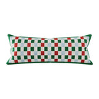 Pillow Cover | Velvet & Checkerboard Texture | Long Lumbar