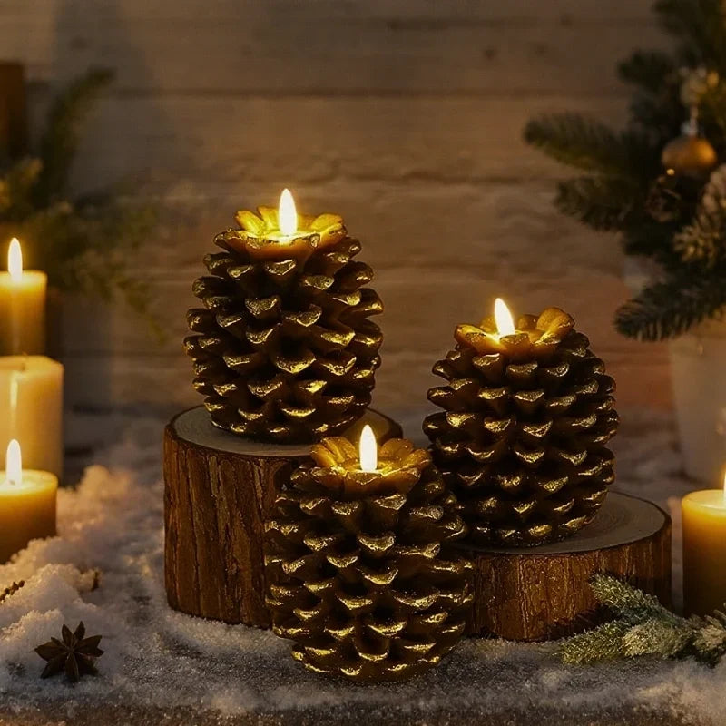 Pinecone Candles | Flameless LED | Remote Control & Timer