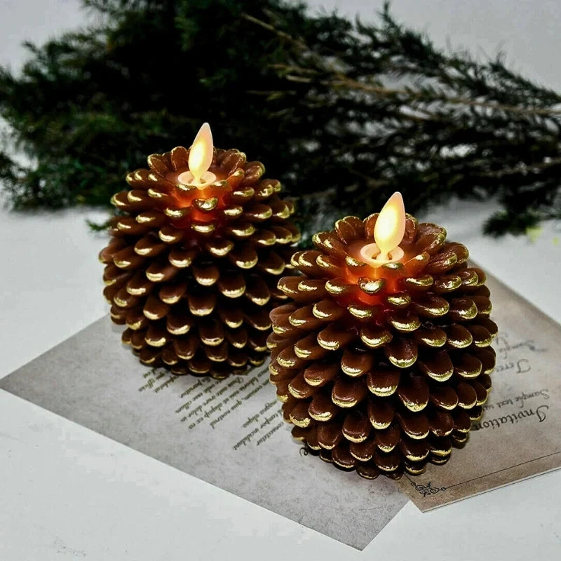 Pinecone Candles | Flameless LED | Remote Control & Timer
