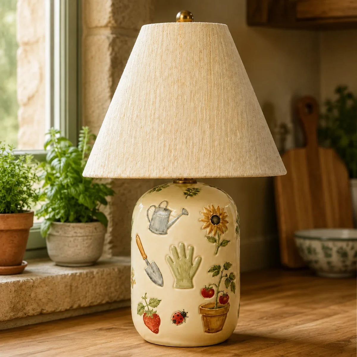 Plabo Retro Ceramic Linen Tapered Table Lamp