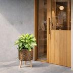 Plant Pot | Basket Weave & Wooden Feet | Inner Planting Insert