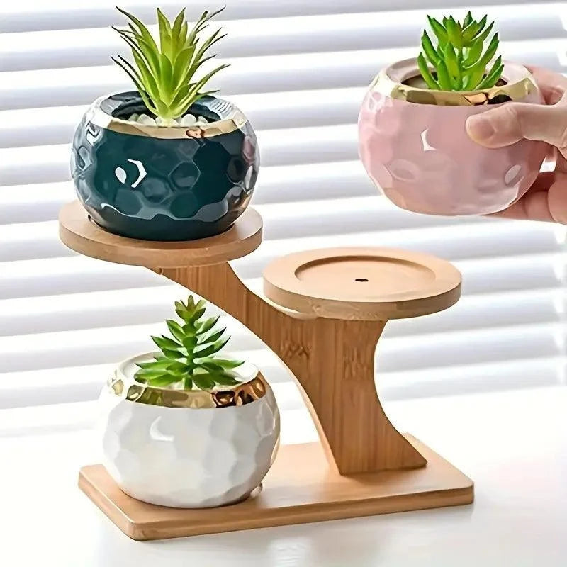 Plant Stand | Double-Level Bamboo & Portable