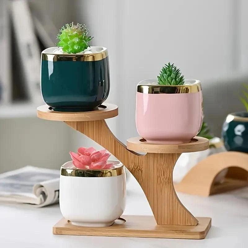 Plant Stand | Double-Level Bamboo & Portable