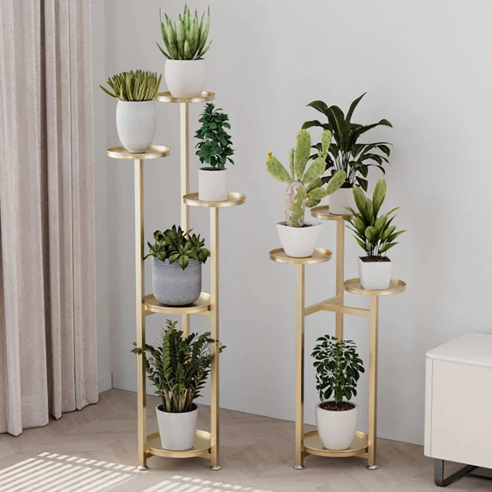 Plant Stand | Steel Multi-Tier Staggered Shelves | 30 cm Base