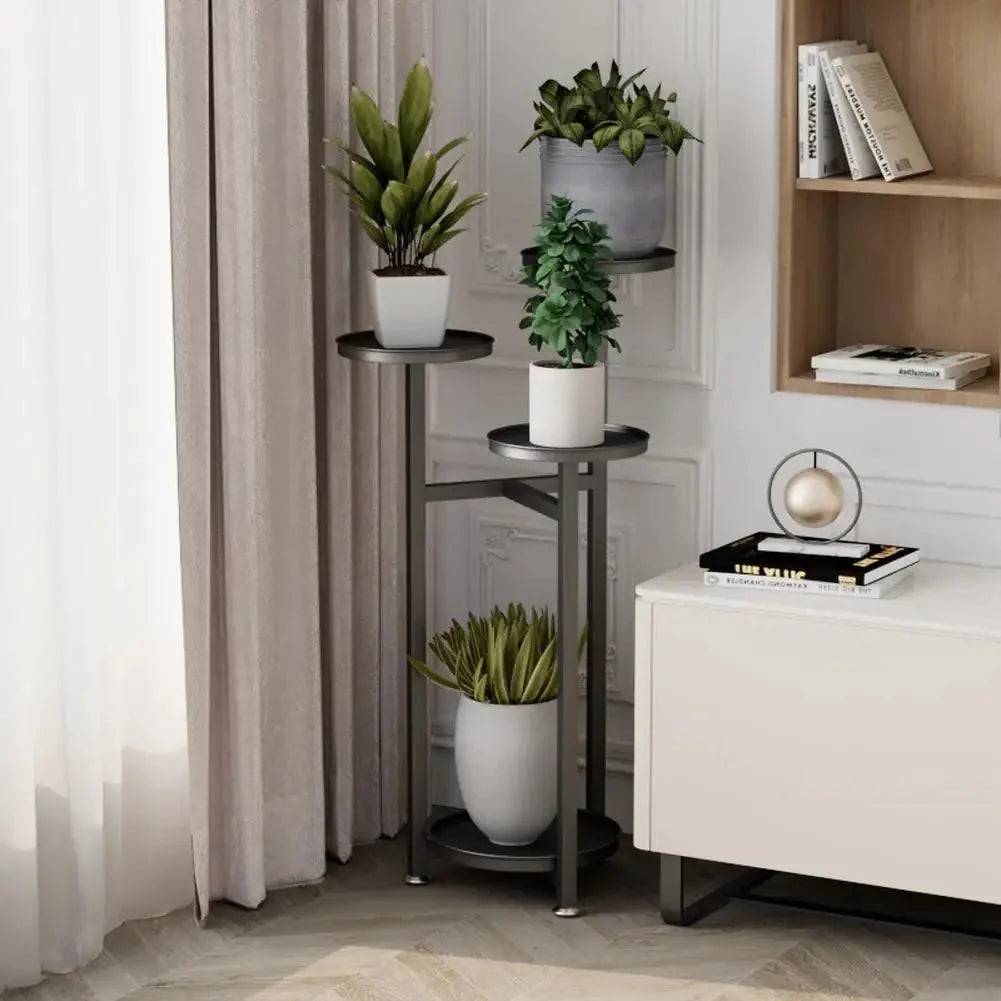 Plant Stand | Steel Multi-Tier Staggered Shelves | 30 cm Base
