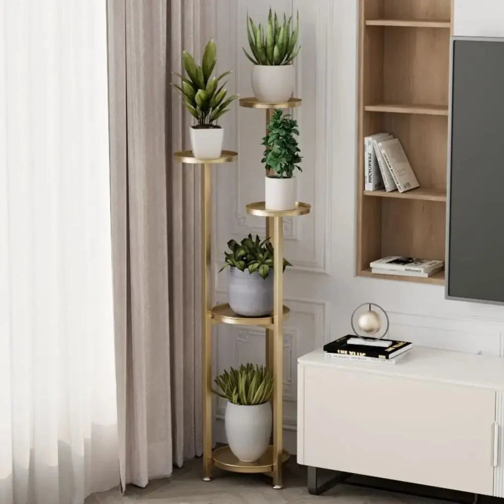 Plant Stand | Steel Multi-Tier Staggered Shelves | 30 cm Base