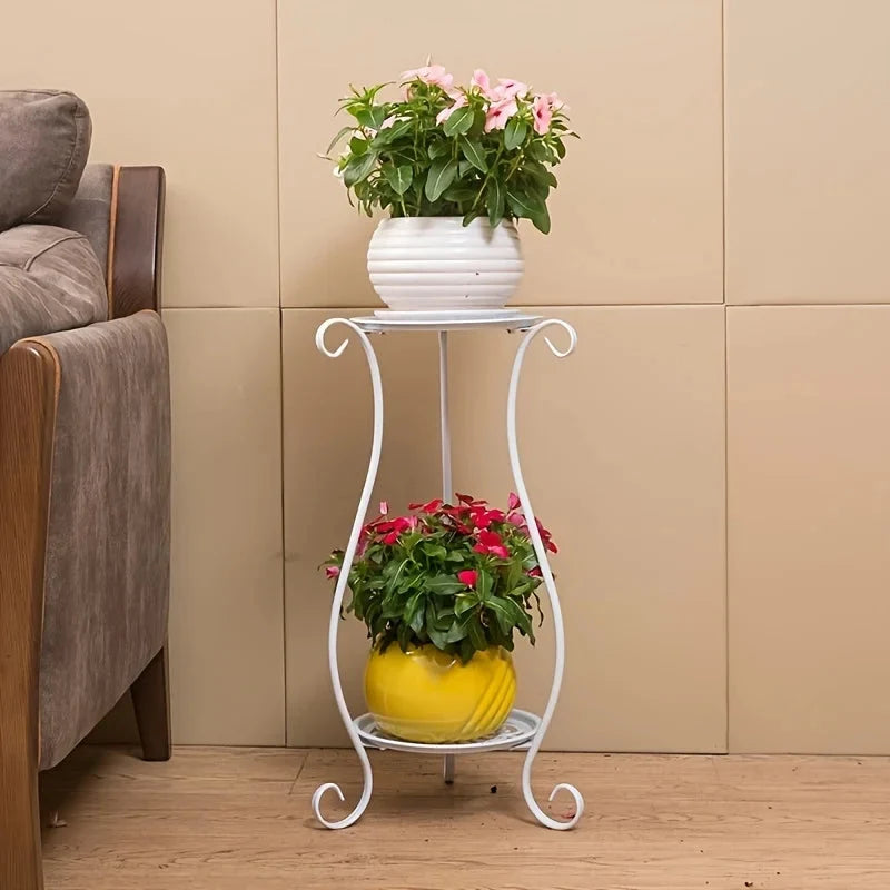 Plant Stand | Two-Tier Curved Iron Frame | 10 kg Load Capacity