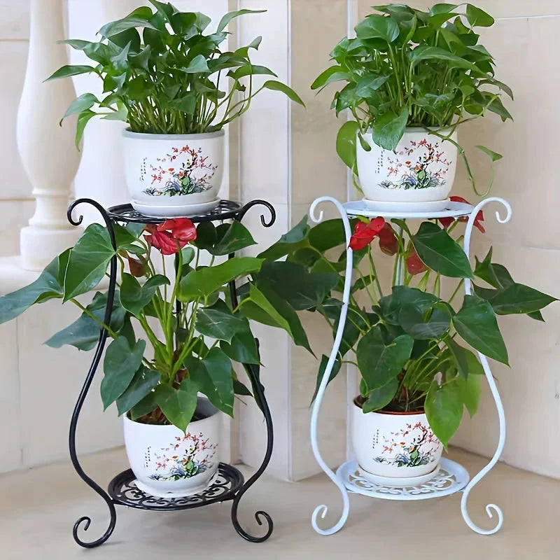 Plant Stand | Two-Tier Curved Iron Frame | 10 kg Load Capacity