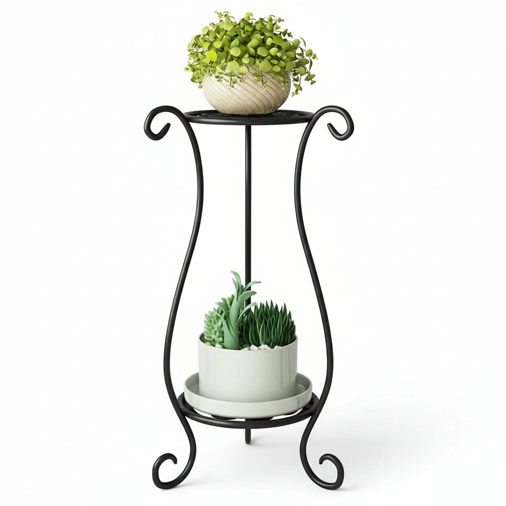 Plant Stand | Two-Tier Curved Iron Frame | 10 kg Load Capacity