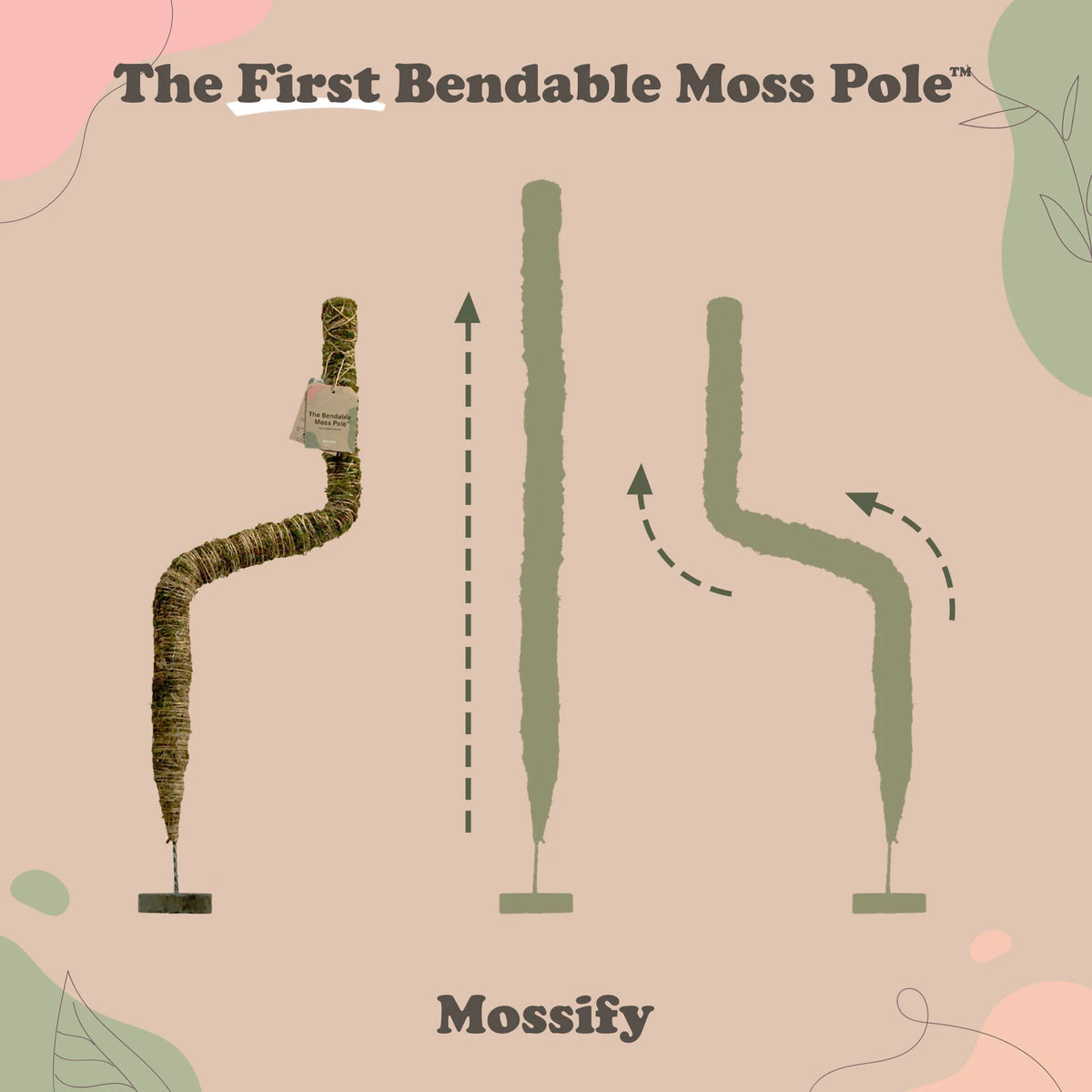 Plant Support Pole Set | Bendable Moss & Coir Poles | Flexible Design