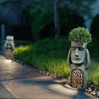 Planter | Abstract Resin Face & Integrated Solar LED