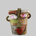 Planter | Hand-Painted Resin & Abstract Face