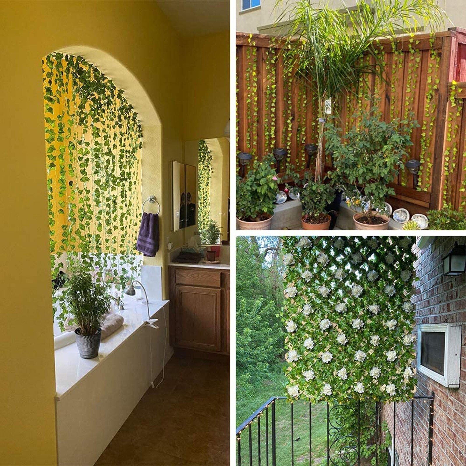 Artificial Ivy Garland | Realistic Lush Foliage | 12-Pack