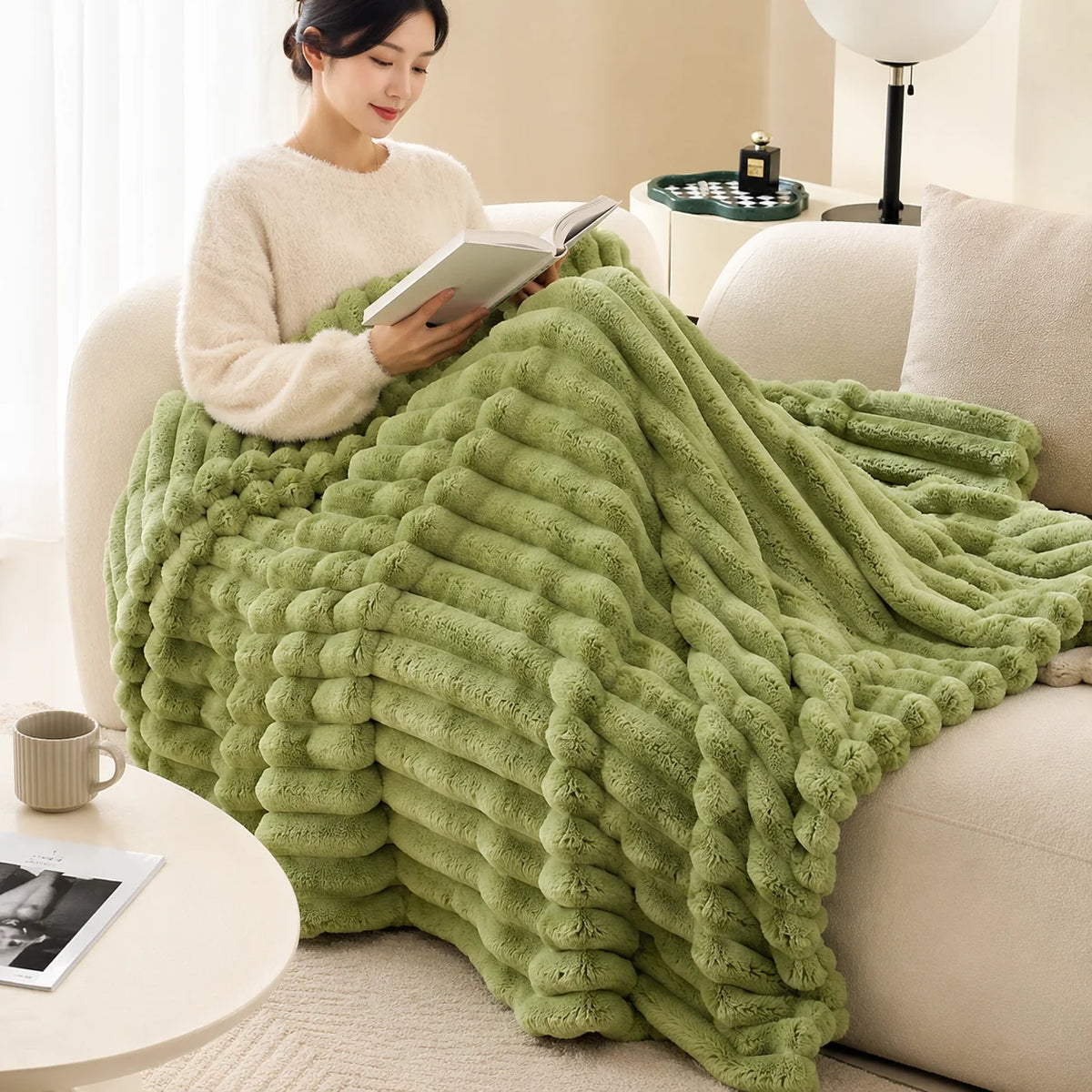 Plush Blanket | Soft Plush & Raised Ribbed Texture | 150 x 200 cm & 200 x 230 cm