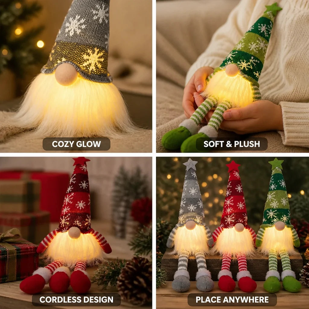 Plush Christmas Gnome | Battery-Powered LED & Soft Knit