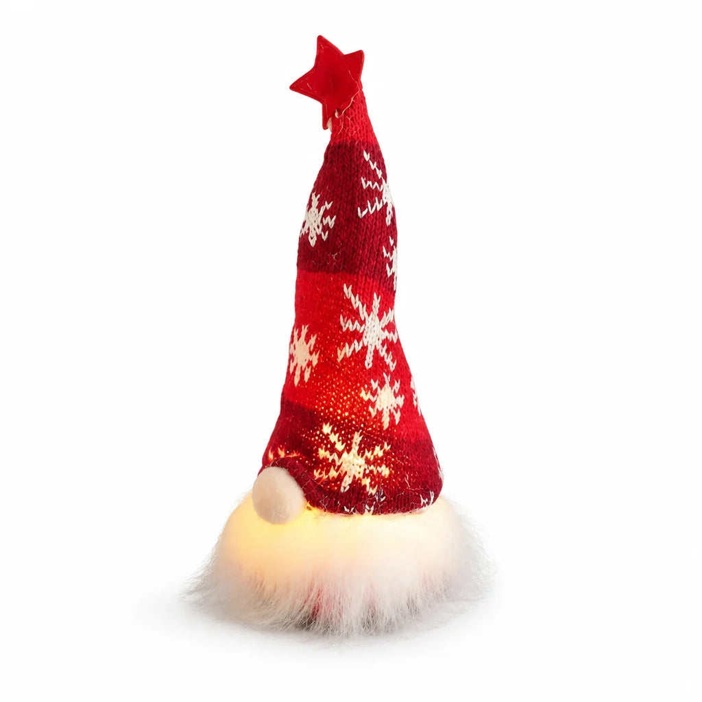Plush Christmas Gnome | Battery-Powered LED & Soft Knit
