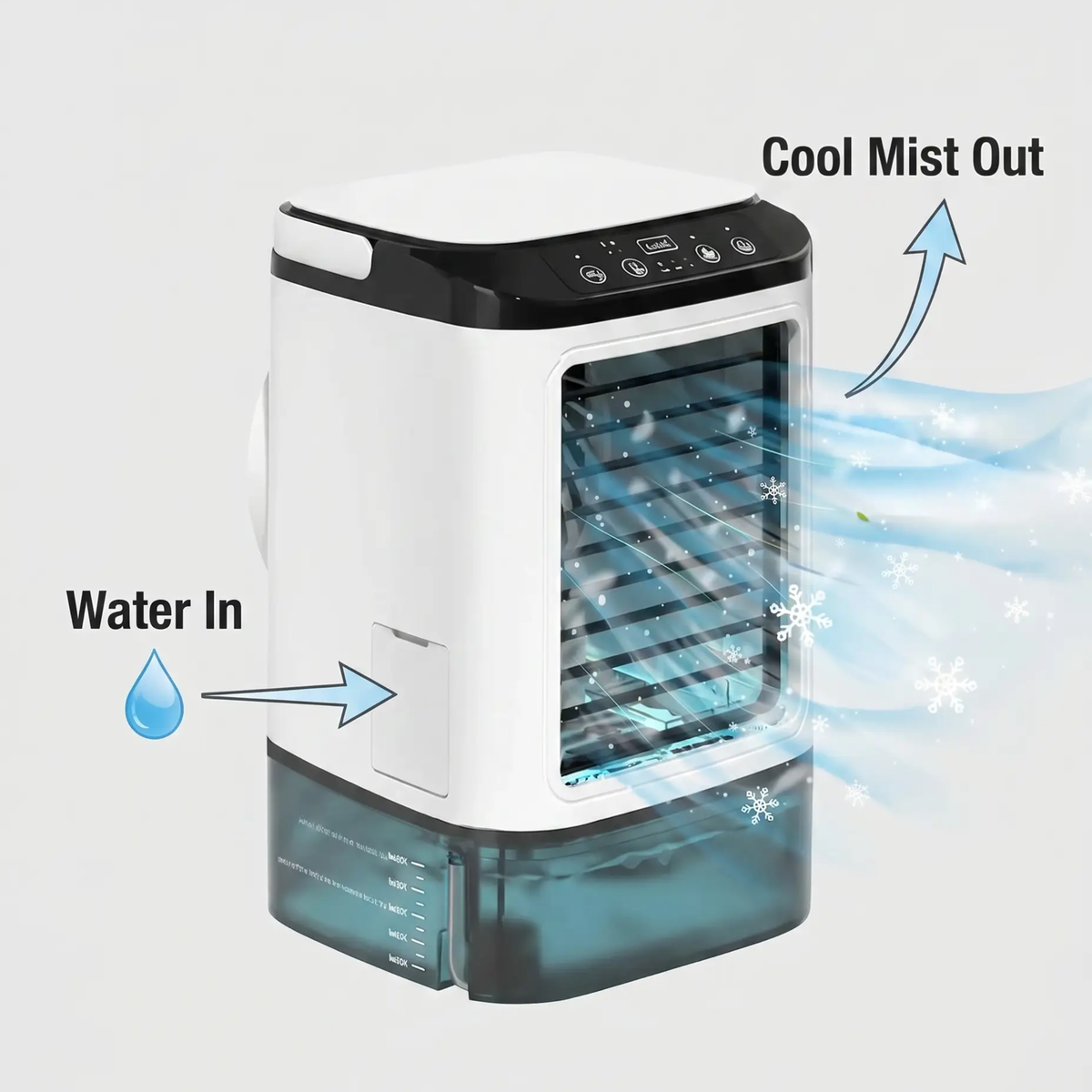 Portable Air Conditioner | Ultrasonic Cooling & 3 Speeds | Quiet Desktop Design