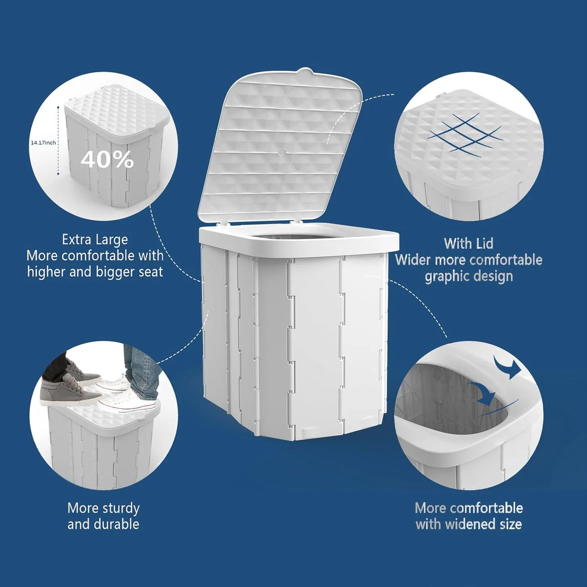 Portable Camping Toilet | Foldable & Ergonomic Seat | Supports Up to 400 Lbs