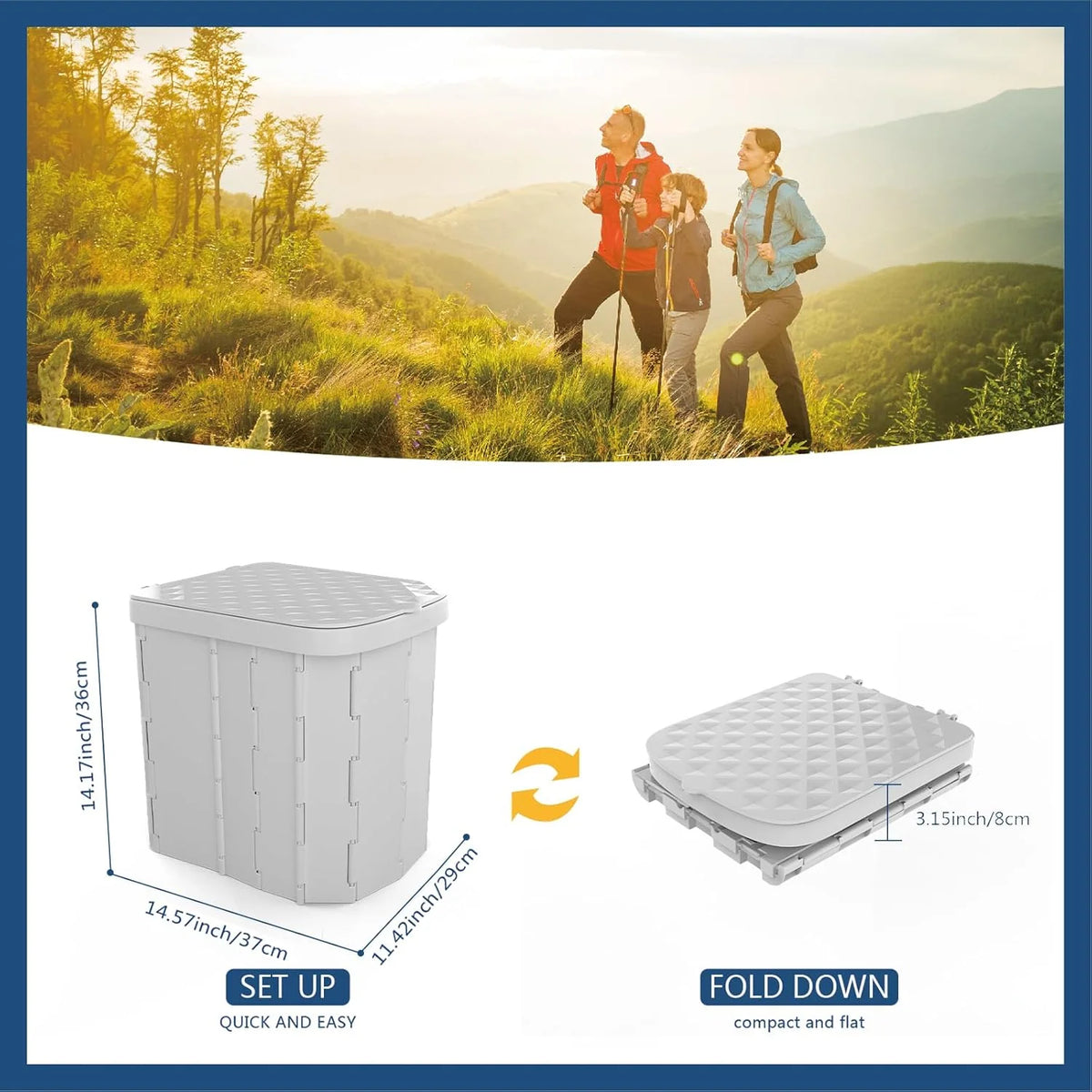 Portable Camping Toilet | Foldable & Ergonomic Seat | Supports Up to 400 Lbs