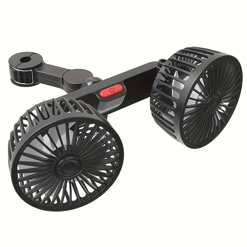 Portable Car Fan | Dual-Head & 360° Adjustable | USB-Powered
