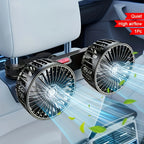Portable Car Fan | Dual-Head & 360° Adjustable | USB-Powered