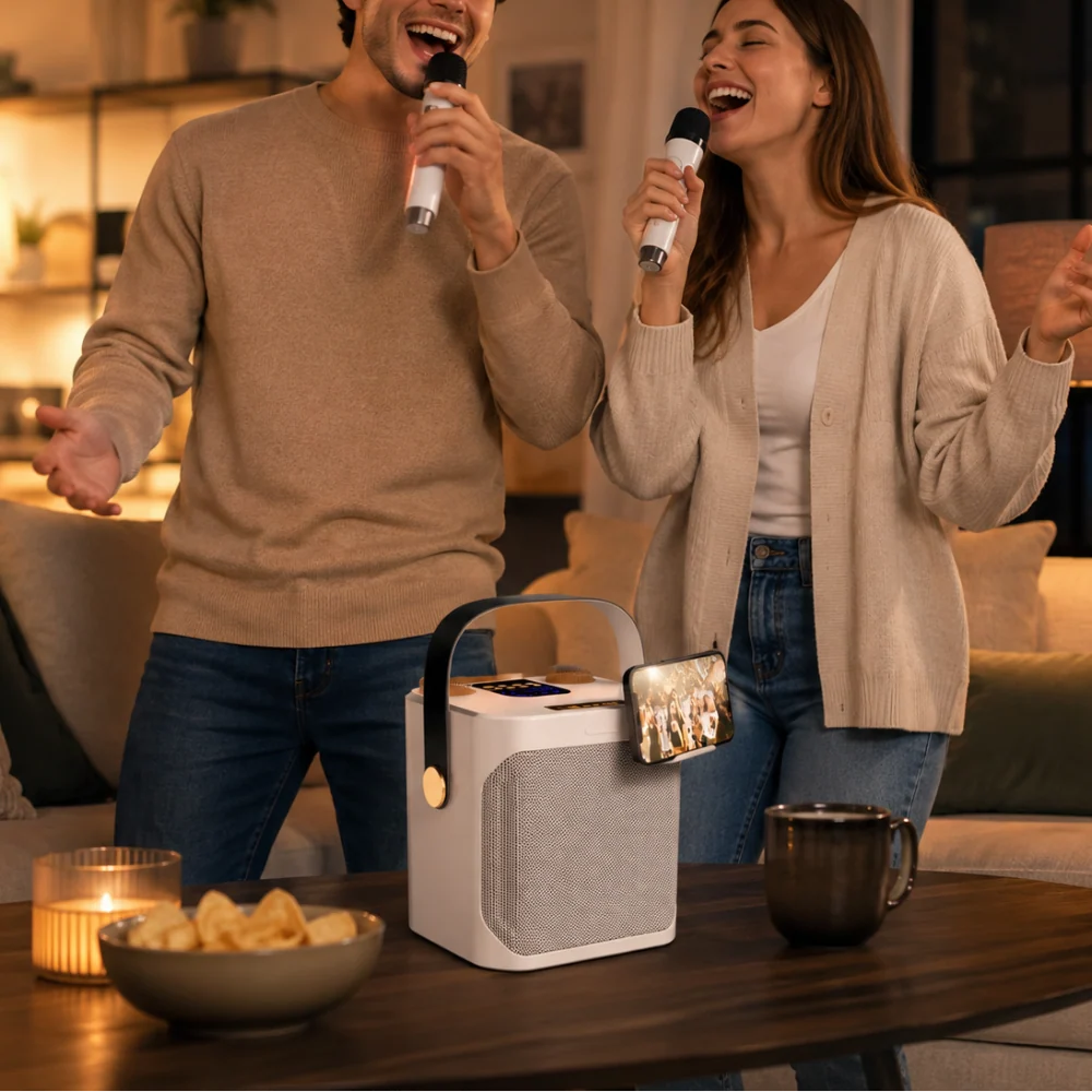 Portable Karaoke Speaker | Bluetooth & Dual Wireless Mics
