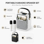 Portable Karaoke Speaker | Bluetooth & Dual Wireless Mics