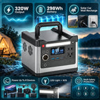 Portable Power Station | 298Wh Battery & 320W Output | Solar, Car & Wall Charging