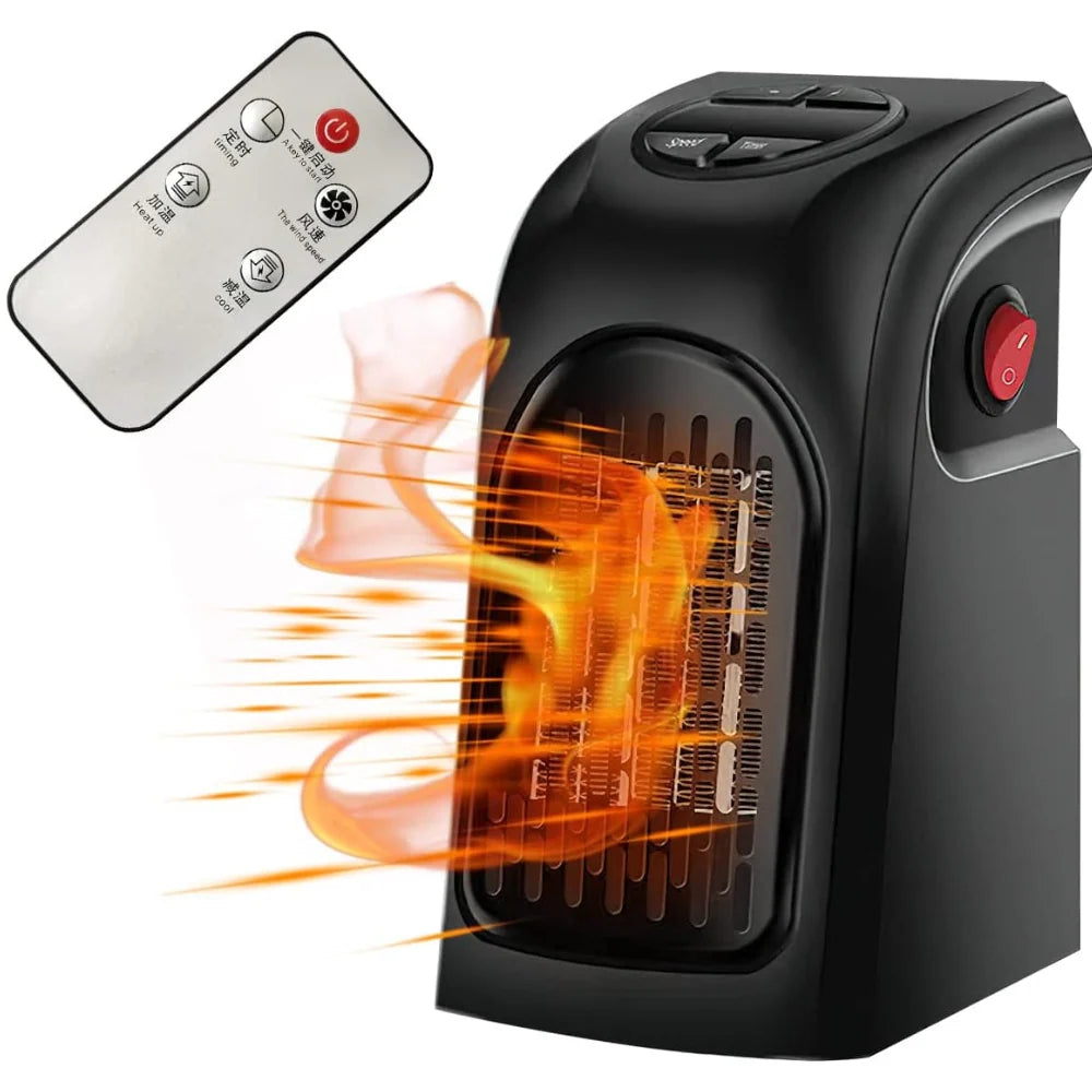Portable Space Heater | Plug-In & Wall-Mountable | Adjustable Thermostat
