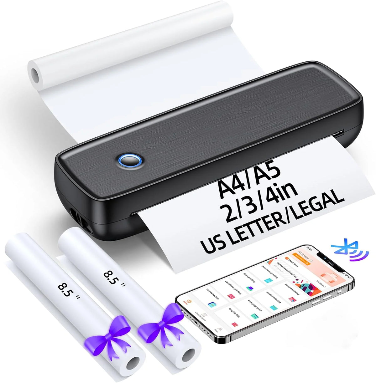 Portable Thermal Printer | Inkless Bluetooth & USB-C | 4200mAh Battery