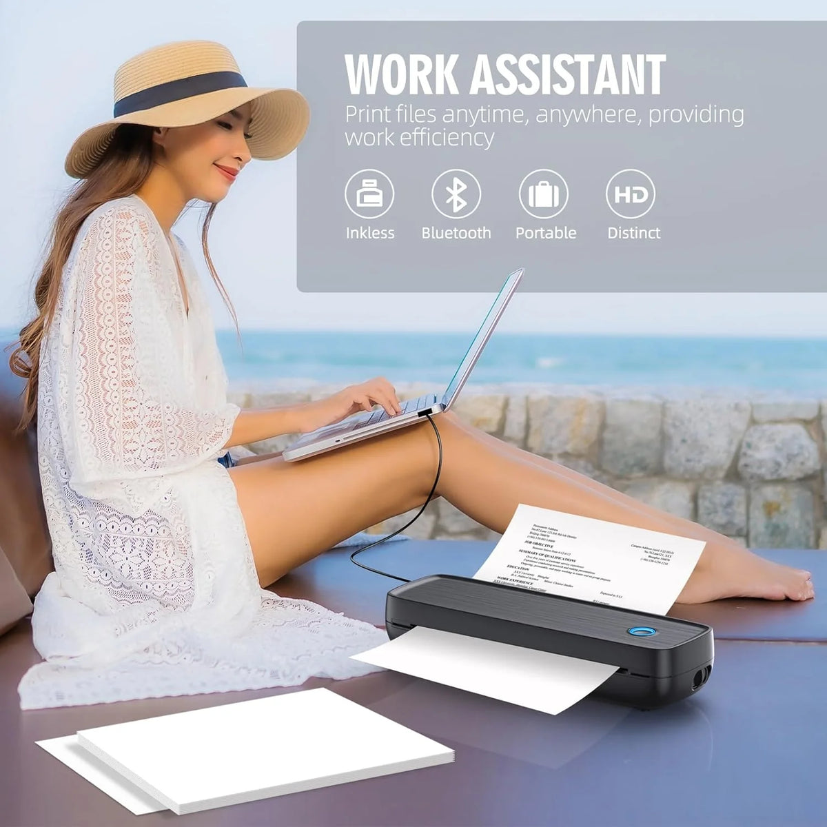 Portable Thermal Printer | Inkless Bluetooth & USB-C | 4200mAh Battery