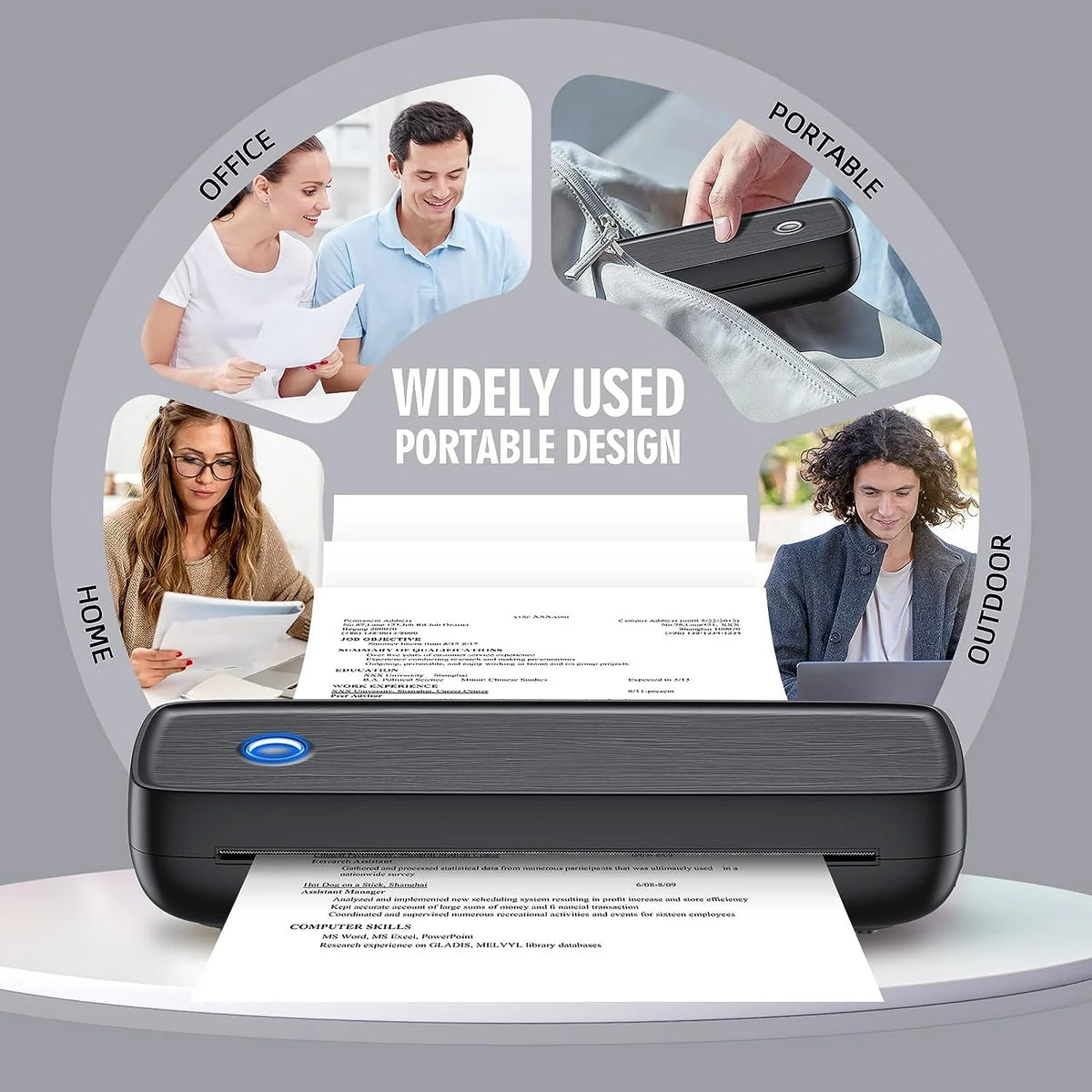 Portable Thermal Printer | Inkless Bluetooth & USB-C | 4200mAh Battery