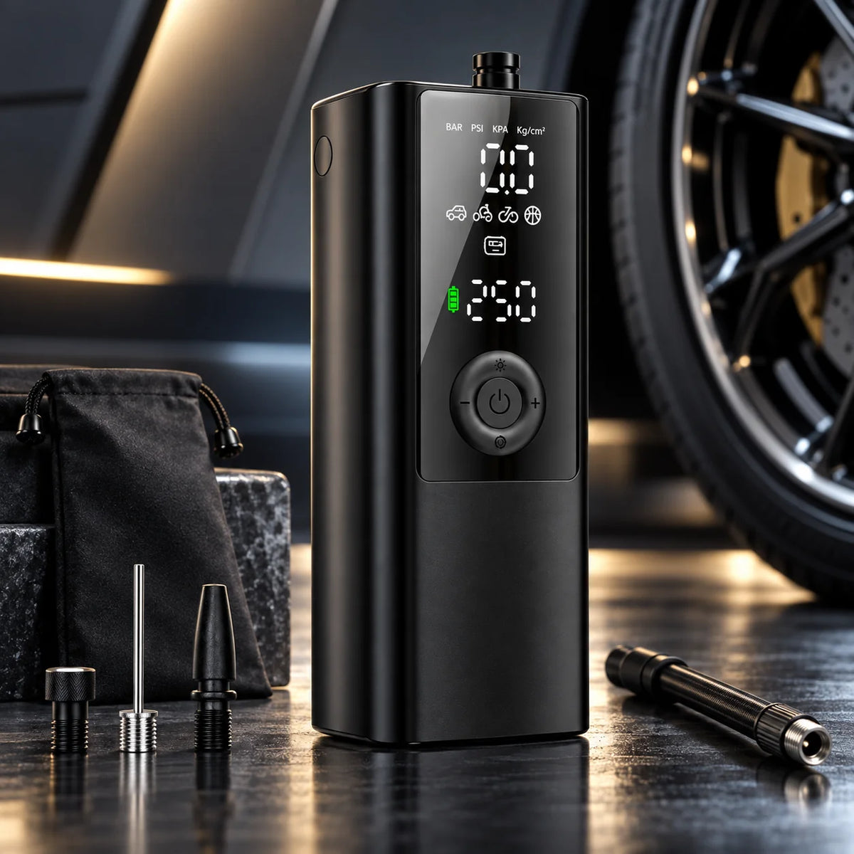 Portable Tire Inflator | Digital Display & Automatic Shut-Off | Cordless Rechargeable