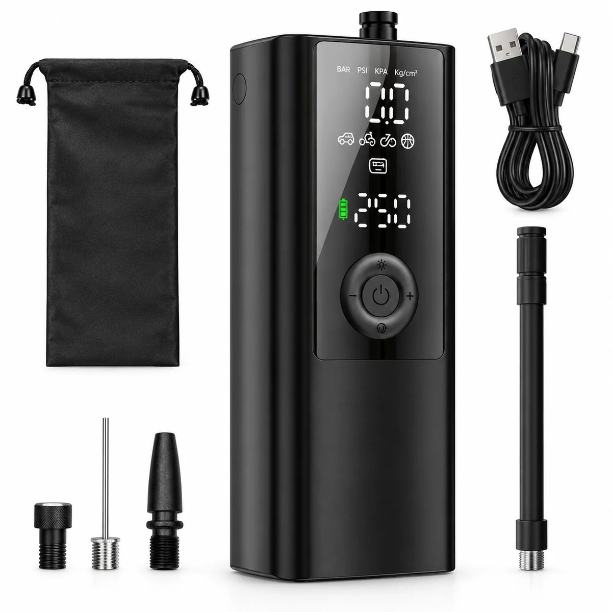 Portable Tire Inflator | Digital Display & Automatic Shut-Off | Cordless Rechargeable