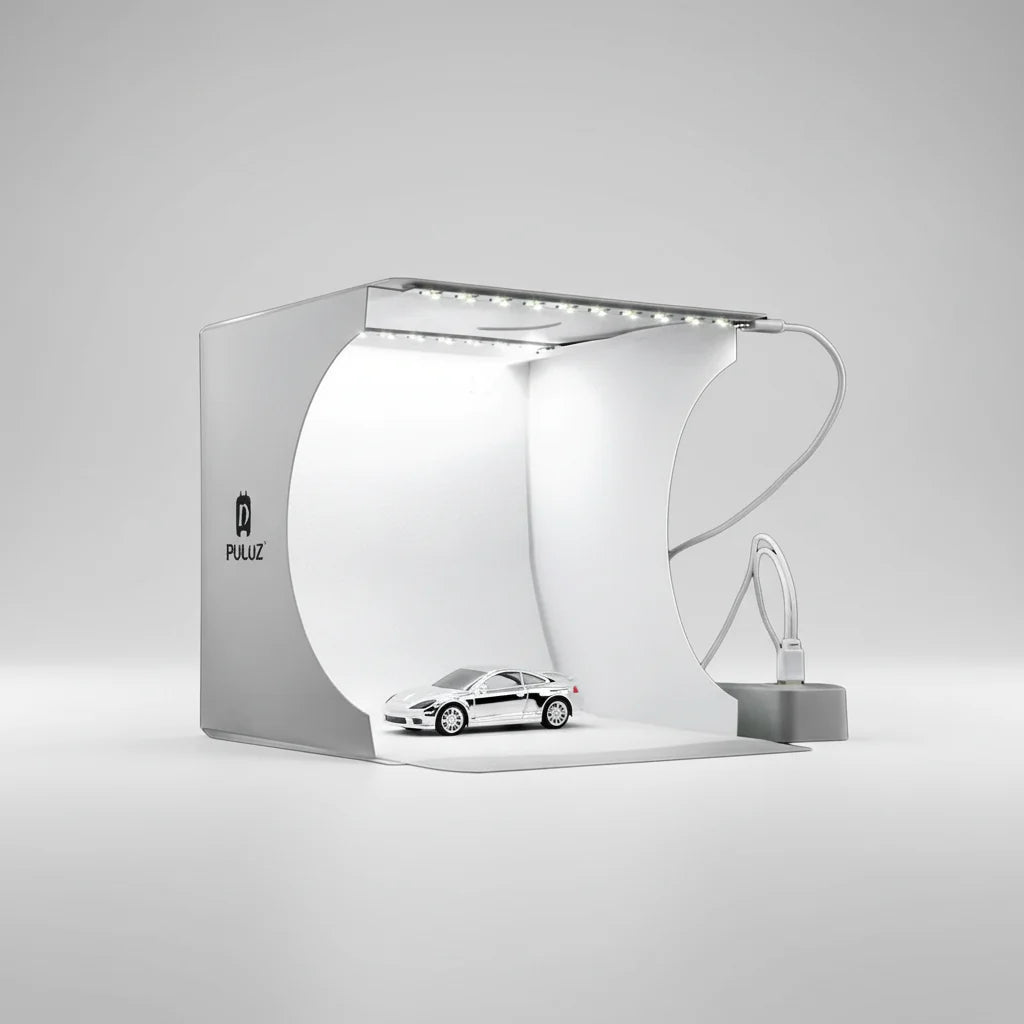 Portables Fotostudio | Integriertes LED & austauschbare Hintergründe | 20 x 20 x 20 cm