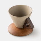 Pour-Over Dripper | Ceramic Cone & Acacia Wood Base | Includes Cup & Coaster
