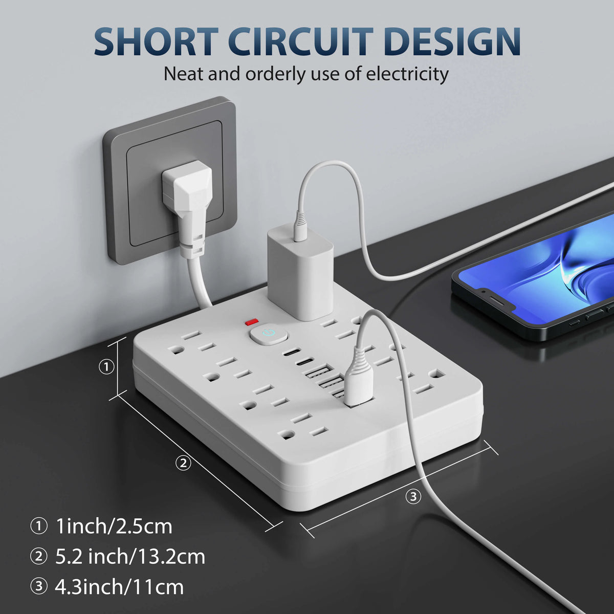 Power Strip | 14-Port Charging & Surge Protection | Ultra-Compact