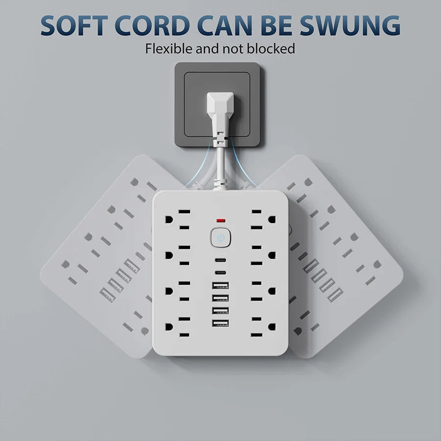 Power Strip | 14-Port Charging & Surge Protection | Ultra-Compact