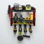 Power Tool Charging Station | Surge-Protected 8-Outlet Wall-Mount | 4 Drill Slots