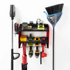Power Tool Charging Station | Surge-Protected 8-Outlet Wall-Mount | 4 Drill Slots